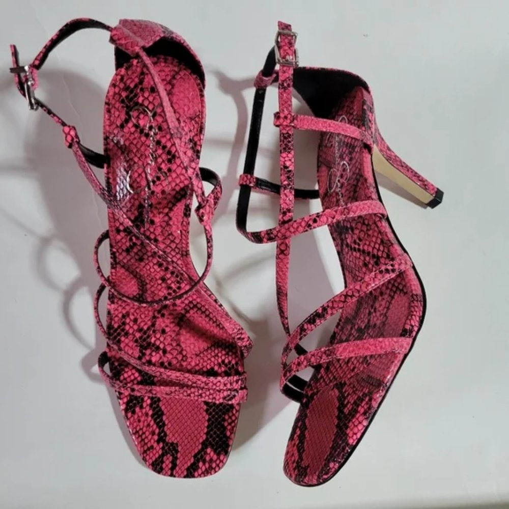 Jessica Simpson pink python embossed heeled sandals 8.5 nwt